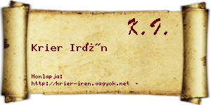 Krier Irén névjegykártya